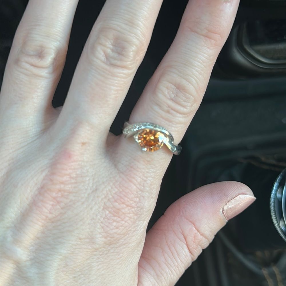 Brown colored silver ring
